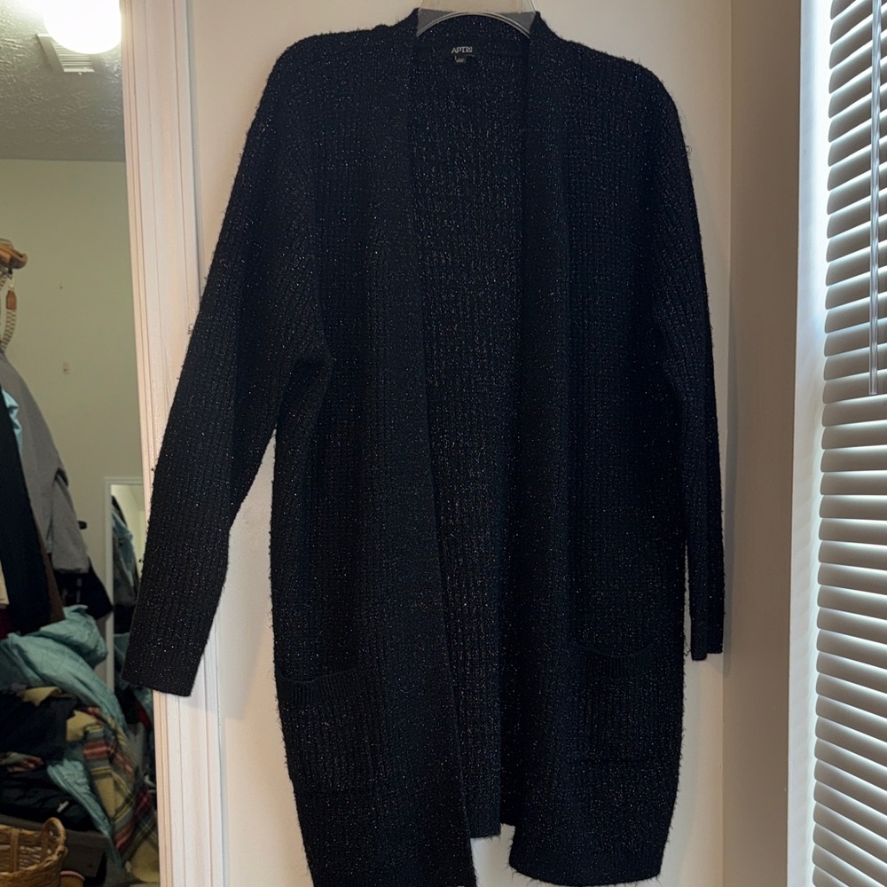 Apt. 9 Classic Black with Silver Flecks Women's Cardigan